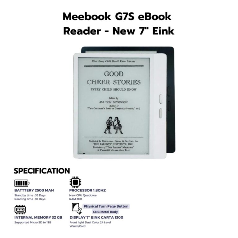 Meebook G7s เป็นเครื่องอ่าน E-book (E-reader) ที่ได้รับการออกแบบมาเพื่อลบจุดอ่อนของเครื่องอ่านรุ่นเล็กทั่วไป โดยเน้นความคล่องตัวในการพกพาแต่ยังคงสเปกที่แรงเพียงพอสำหรับการใช้งานแอปพลิเคชันสมัยใหม่ครับ